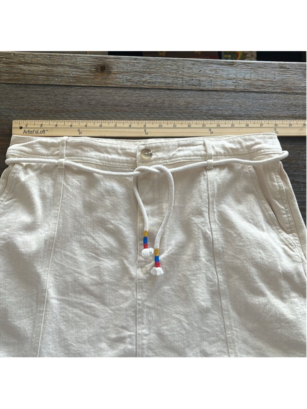 MADEWELL Capital A-line Summer Mini Skirt Size 14 Ivory Coastal Casual Stretch - Picture 8 of 10